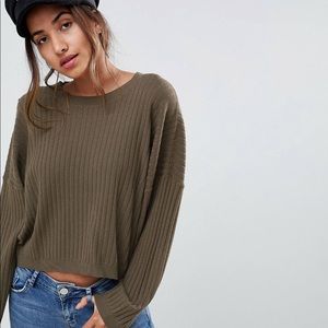 Slouchy Cozy Cropped Ribbed Sweater 🥰💚🔥